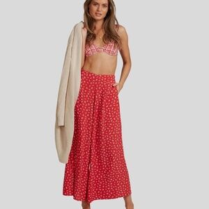 BILLABONG x STEPH CLAIRE SMITH CHERRY BOMB Flowy Red Printed PANTS Size Medium